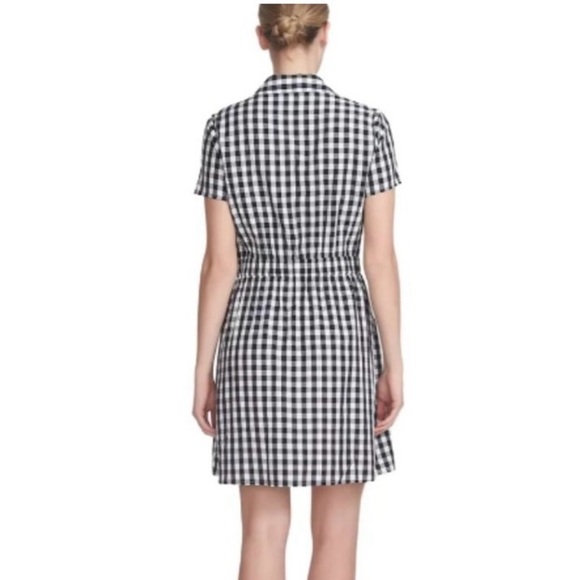 Cece Women's Black & White Gingham Short Sleeve Button Front Shirt Dress Size 12 - Picture 2 of 10